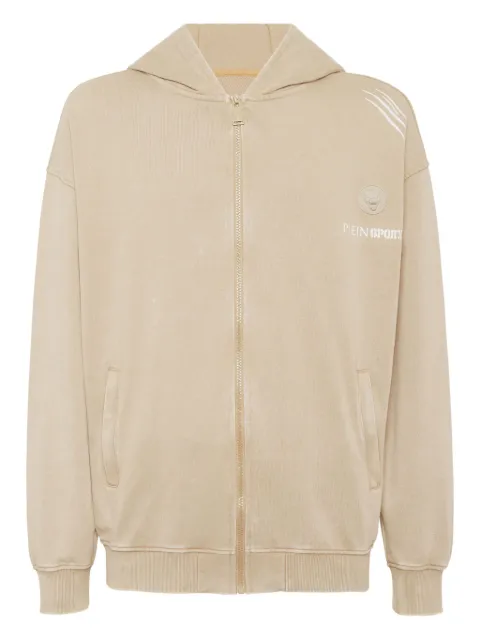 Plein Sport graphic-print zip-up hoodie Neutrals FAECMJB3742SJY001N
