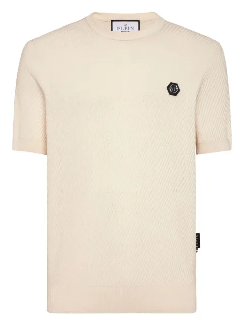 Philipp Plein ribbed short-sleeve sweater Neutrals FAECMKO1507PTE003N