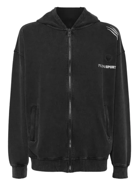 Plein Sport graphic-print zip-up hoodie Black FAECMJB3742SJY001N