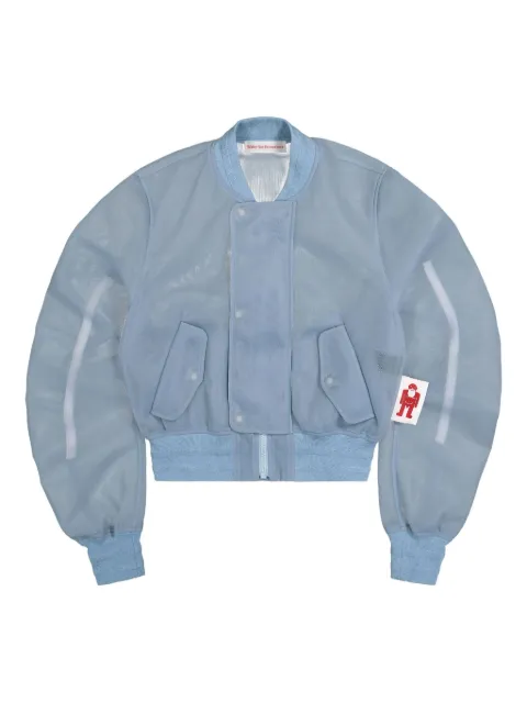 Walter Van Beirendonck semi-sheer bomber jacket Blue 3002CC25