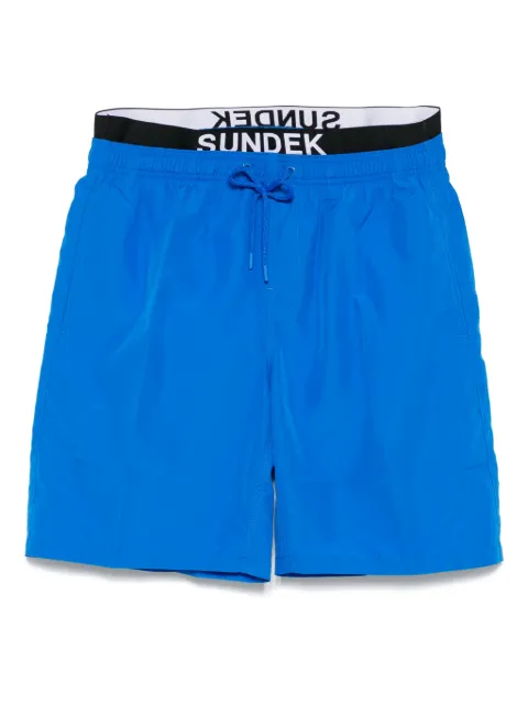 Sundek logo-waistband swim shorts Blue M729BDP0300