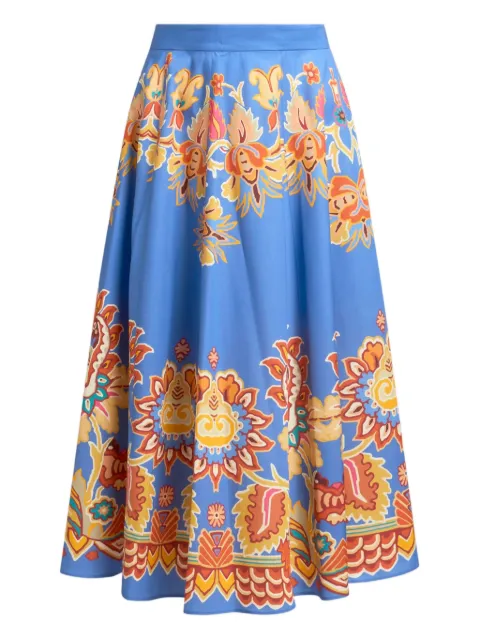 ETRO printed poplin midi skirt Blue WRFA013299SP5G1