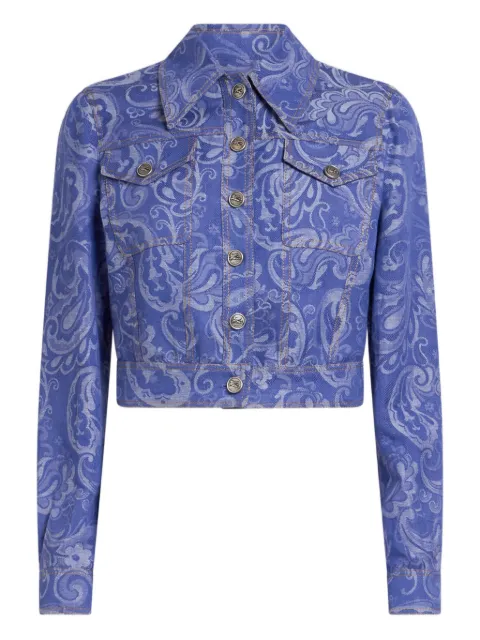 ETRO paisley-jacquard denim jacket Blue WRNA000699TJEF6