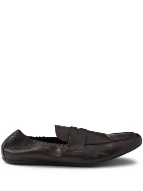 Prada shuffle antiqued leather loafers Brown 2DG158FG0027V6
