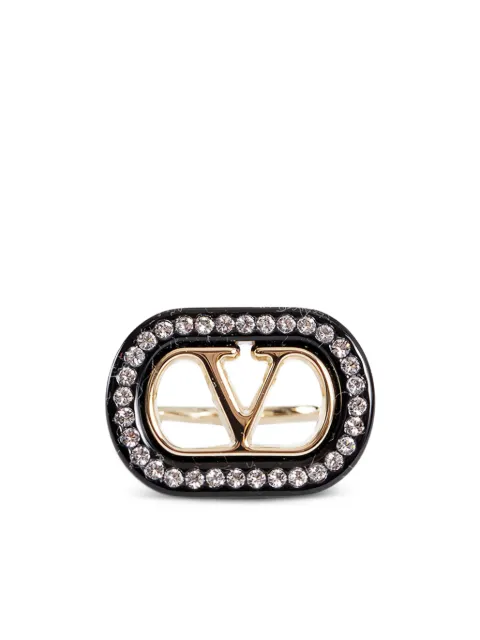 Valentino Garavani logo ovalette ring Black WJ0Y55HJY