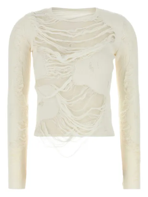 MM6 Maison Margiela ripped-effect jumper White S62HL0032M13121