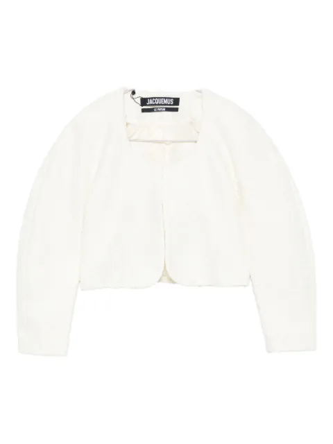 Jacquemus cropped tweed jacket White JAW00118AW00636