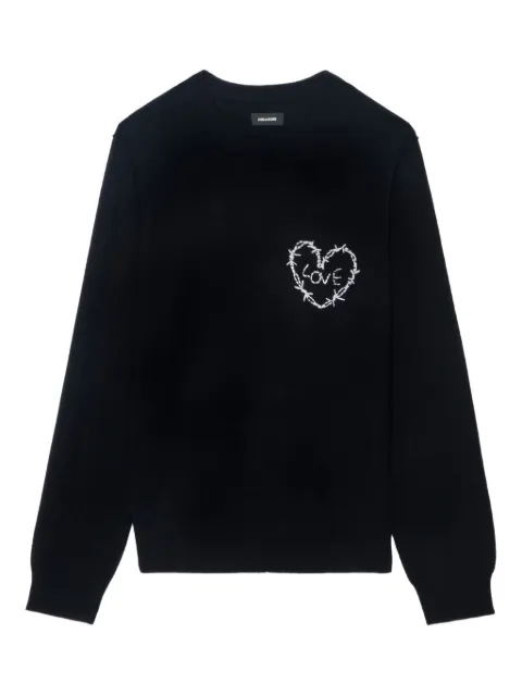 Zadig&Voltaire heart-embroidery wool sweater Black KMSW01793