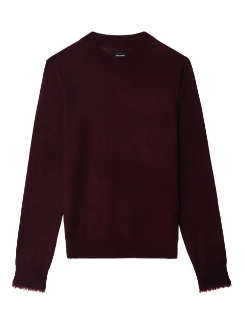 Zadig&Voltaire Ivy frayed-cuffs crew-neck sweater Red KWSW02832