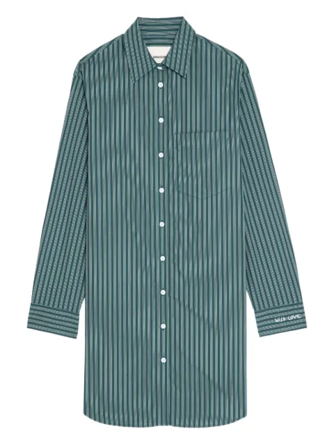 Zadig&Voltaire Rorning striped long-sleeve shirt mini dress Green WWDR02579