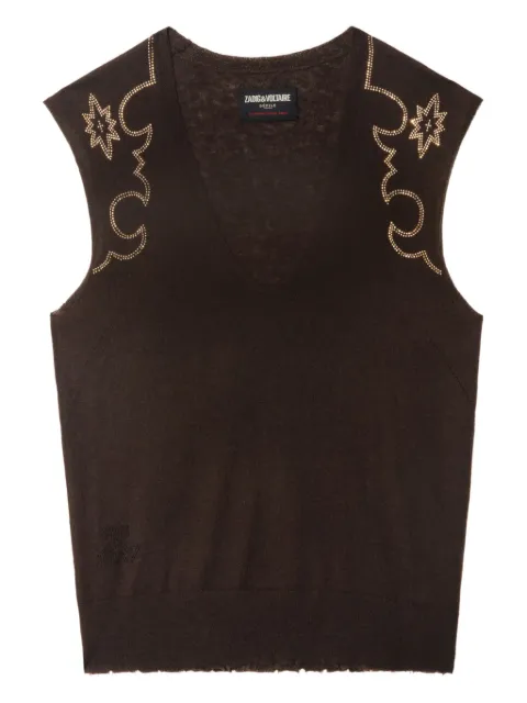 Zadig&Voltaire embellished sleeveless top Brown KWTO01130