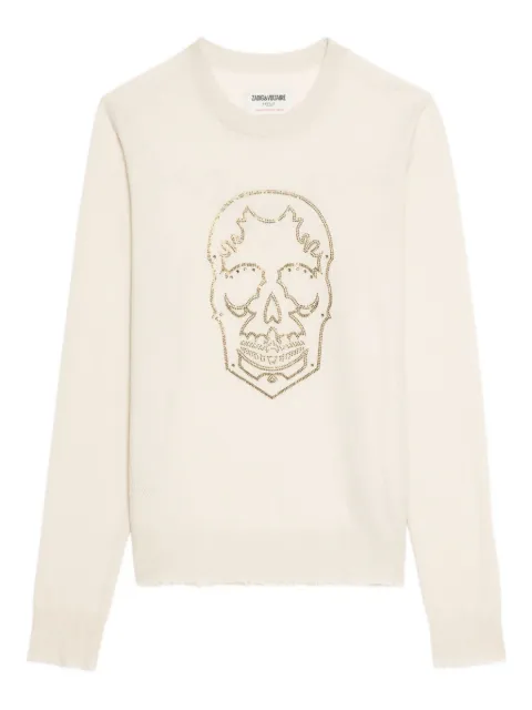 Zadig&Voltaire skull-embellished cashmere sweater Neutrals KWSW02805