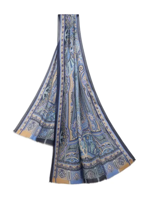 ETRO patterned cashmere scarf Blue MATA0007AKB40