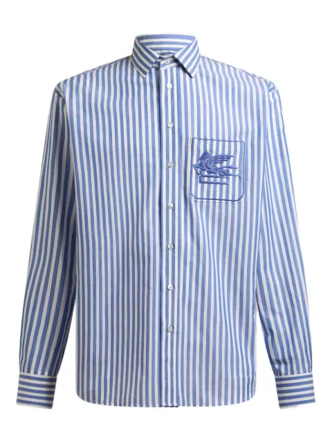 ETRO Pegaso-embroidered striped shirt Blue MRIC0059AR359