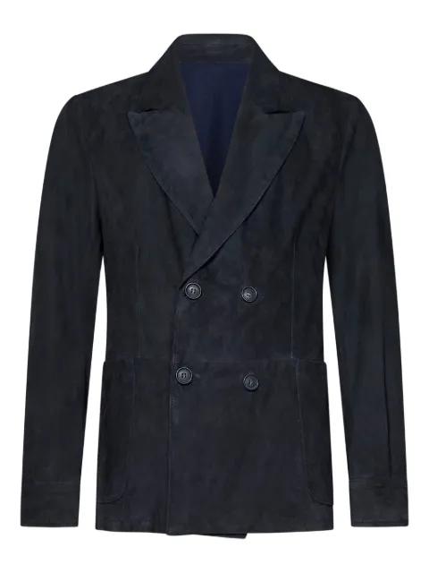 FRANZESE COLLECTION leather double-breasted blazer Blue DF886CMA