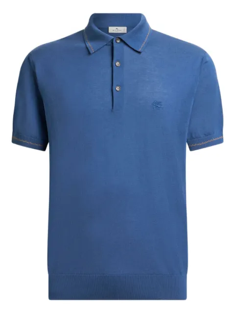 ETRO Pegaso-motif cotton polo shirt Blue MRKF0004AQ198