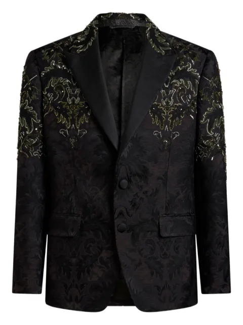 ETRO floral-embroidered single-breasted blazer Black MRCA0008AR363
