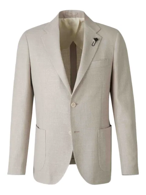 Lardini hopsack-weave decorative-pin blazer Neutrals ES528AE77ESIF64523