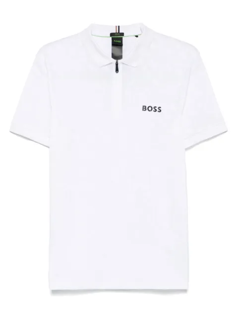BOSS monogram-jacquard polo shirt White 50538106