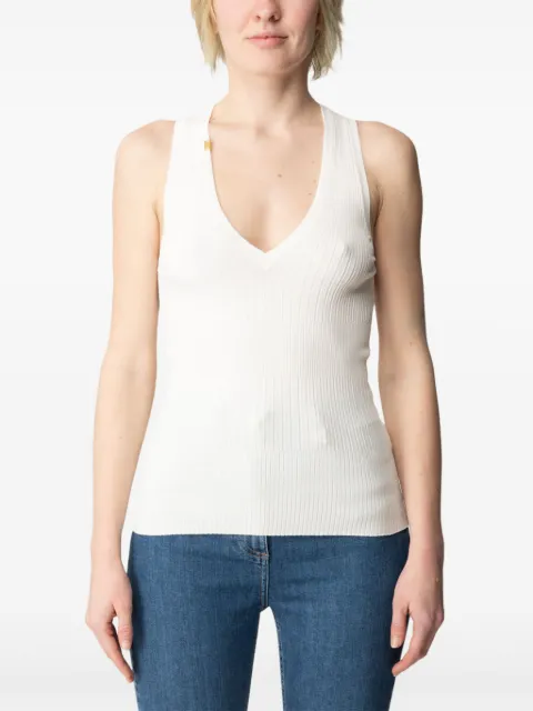 Elisabetta Franchi ribbed V-neck top Neutrals TK35T51E2