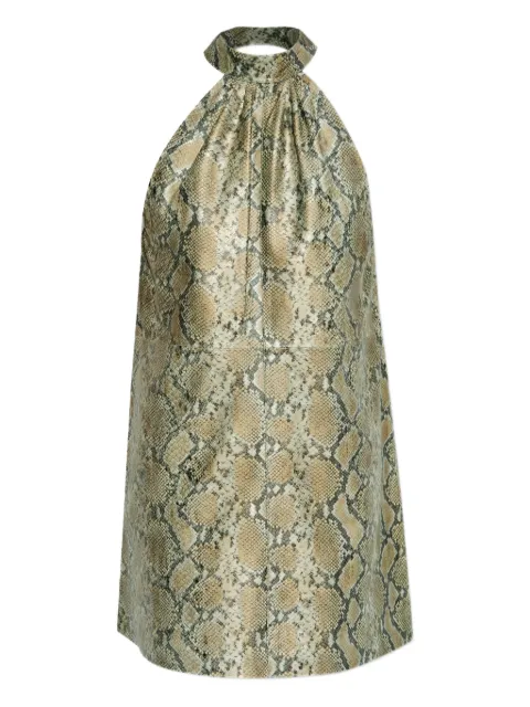 Gestuz Feliza snakeskin halterneck dress Yellow 10910233