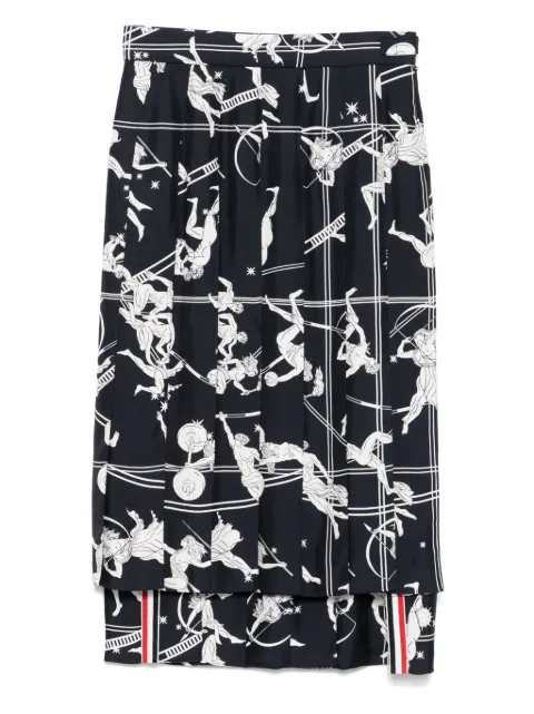 Thom Browne below-knee dropped-back pleated skirt Blue FGC400AF0894