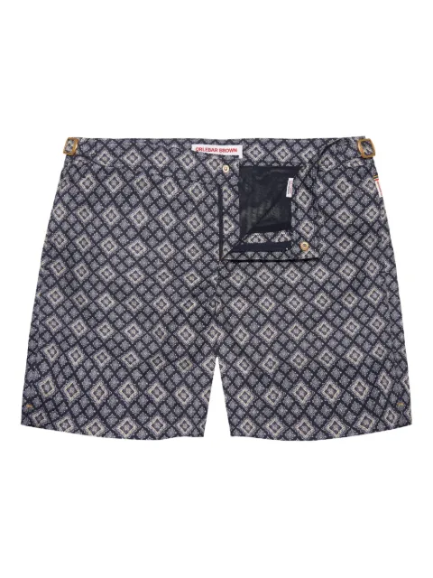 Orlebar Brown Bulldog geometric-patterned swim shorts Blue 280731