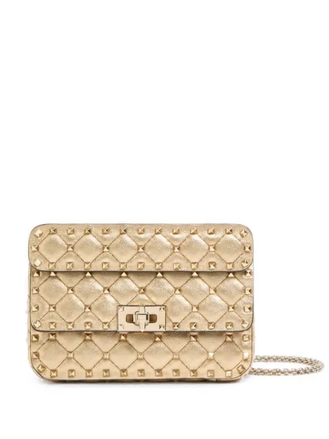 Valentino Garavani Rockstud spike small laminated nappa bag Neutrals WB0123IEW