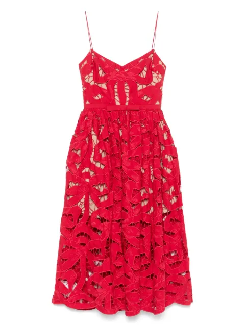 Self-Portrait embroidered midi dress Red PF25013MR