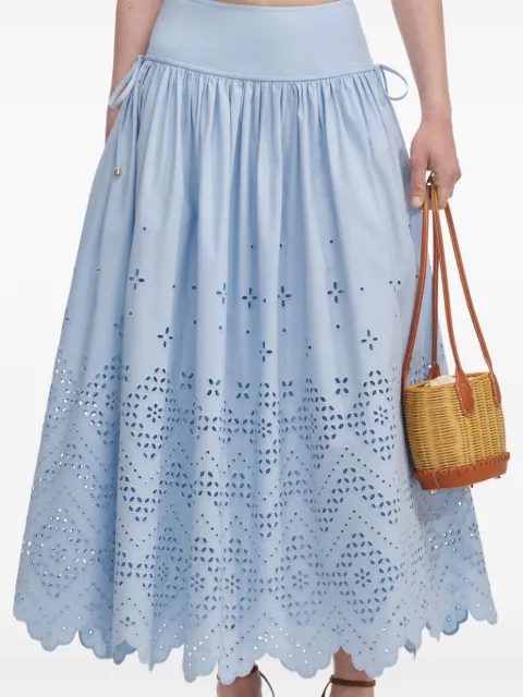 Self-Portrait cotton A-line skirt Blue PF25117MSKBL