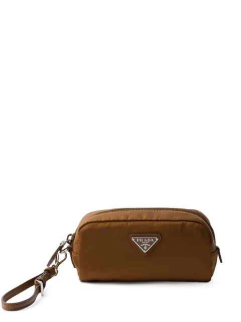 Prada mini triangle-logo makeup bag Brown 1NS175R067