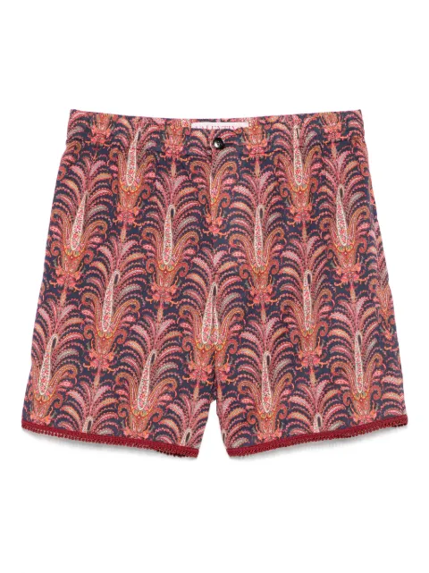 Valentino Garavani COTTON MUSLIN BERMUDA SHORTS WITH ALL-OVER VOYAGE IMAGINAIRE PRINT AND PASSEMENTERIE TRIMS Blue VRDE38ATM