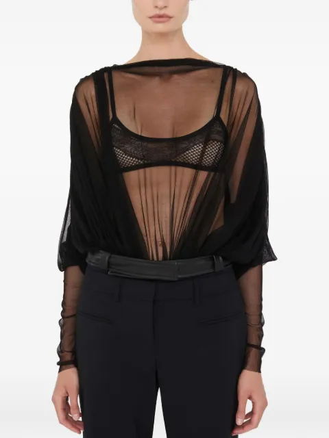 Christopher Esber sheer draped bodysuit Black 25013642