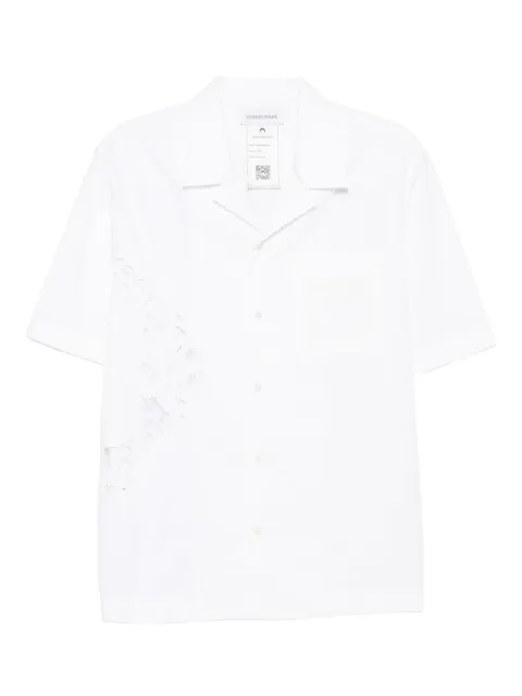 Marine Serre lace-insert short-sleeves shirt White USI016AUWOV0045