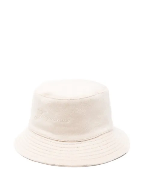 Jacquemus embroidered-logo bucket hat Neutrals ACU00778AW00701