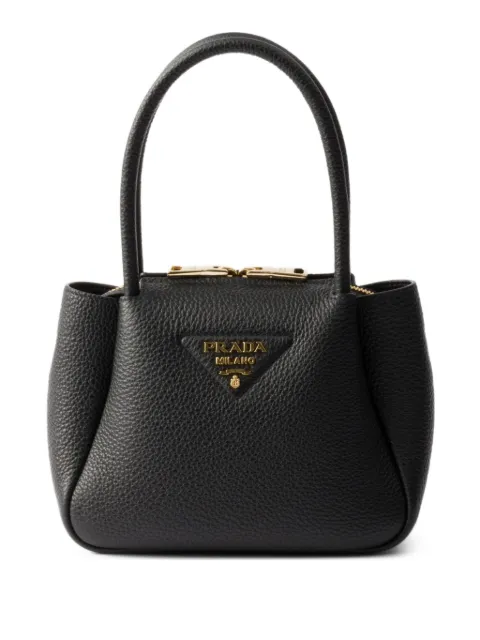 Prada mini leather tote bag Black 1BA362V7NO2DKV