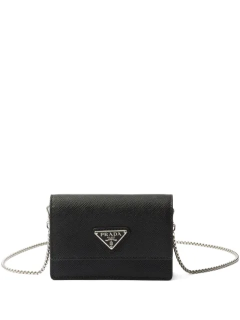 Prada Saffiano-leather card holder Black 1MR034QHH