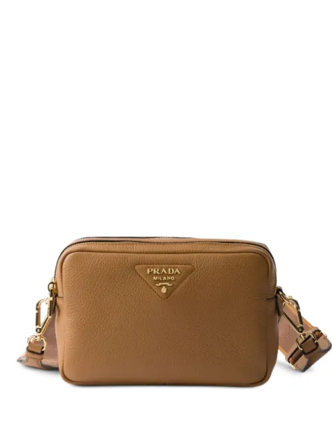 Prada small logo-plaque cross body bag Brown 1BH082V7NM2DKV