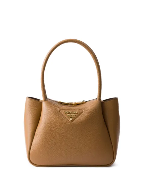 Prada small leather tote bag Brown 1BC145V7NM2DKV