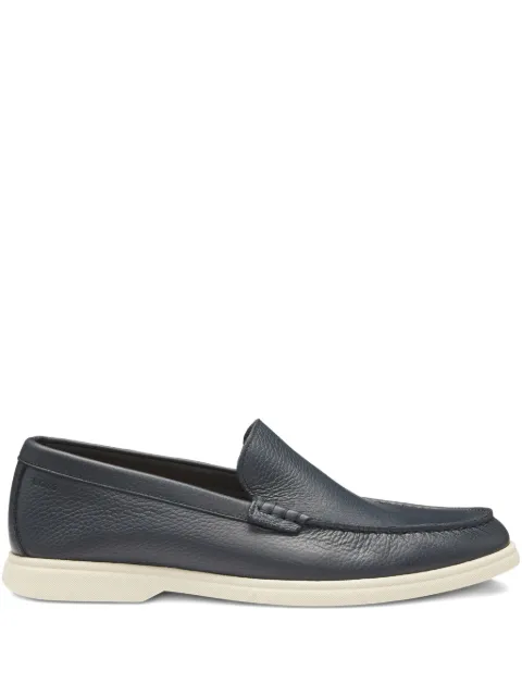 BOSS logo-detail moccasins in tumbled leather Blue 50536173