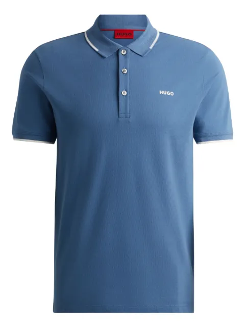 HUGO contrast-trim polo shirt Blue 50467344