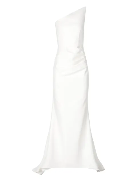 MOOS STUDIO asymmetric-neck maxi dress White MOOS121