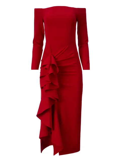 MOOS STUDIO off-shoulder midi dress Red MOOS113