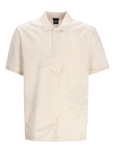 BOSS Parris floral-patterned polo shirt Neutrals 50536756