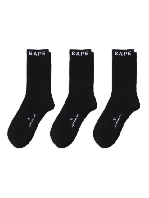A BATHING APE® logo-embellished socks (pack of three) Black 001SOL301004M