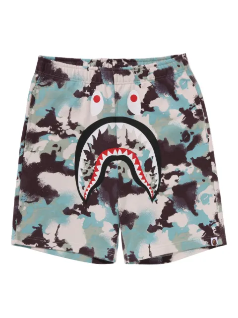 A BATHING APE® shark-graphic camouflage shorts Blue 001SPL301001M