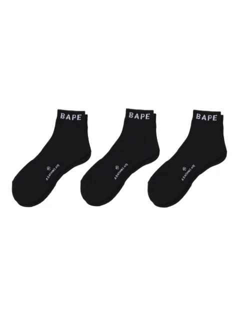 A BATHING APE® logo-embellished ankle socks (pack of three) Black 001SOL301003M