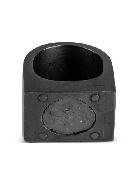 Parts of Four oxidised sterling-silver Ring Single diamond ring Black 16148KADIA