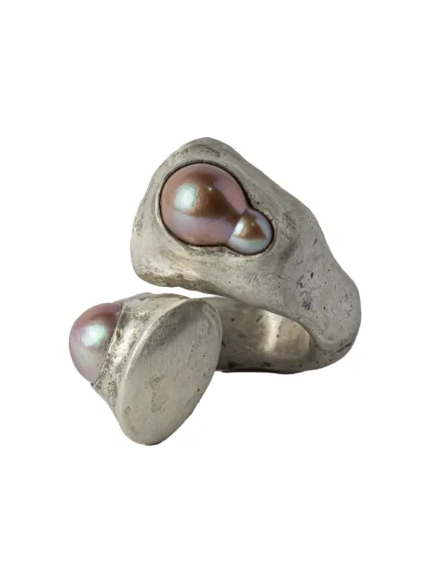 Parts of Four sterling silver Giant Twisted Druid baroque pearl ring Silver E21017MARPRL