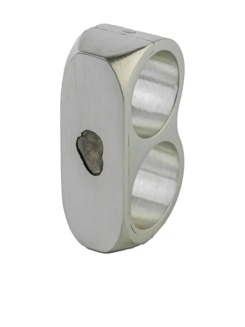 Parts of Four double-ring diamond slab ring Silver 100112MADIA